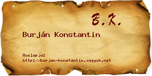 Burján Konstantin névjegykártya